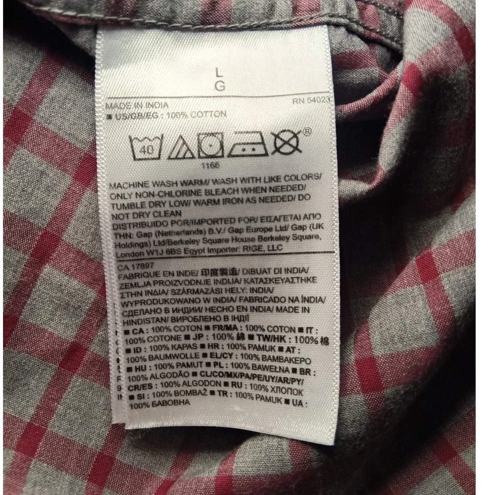 Banana Republic Custom 078 Wash Slim Fit Plaid Long Sleeve‎ Shirt Men's L
